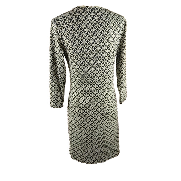 Talbot's Women's Dress Size Medium Black White Geometric Design V Neck... - Picture 5 of 7